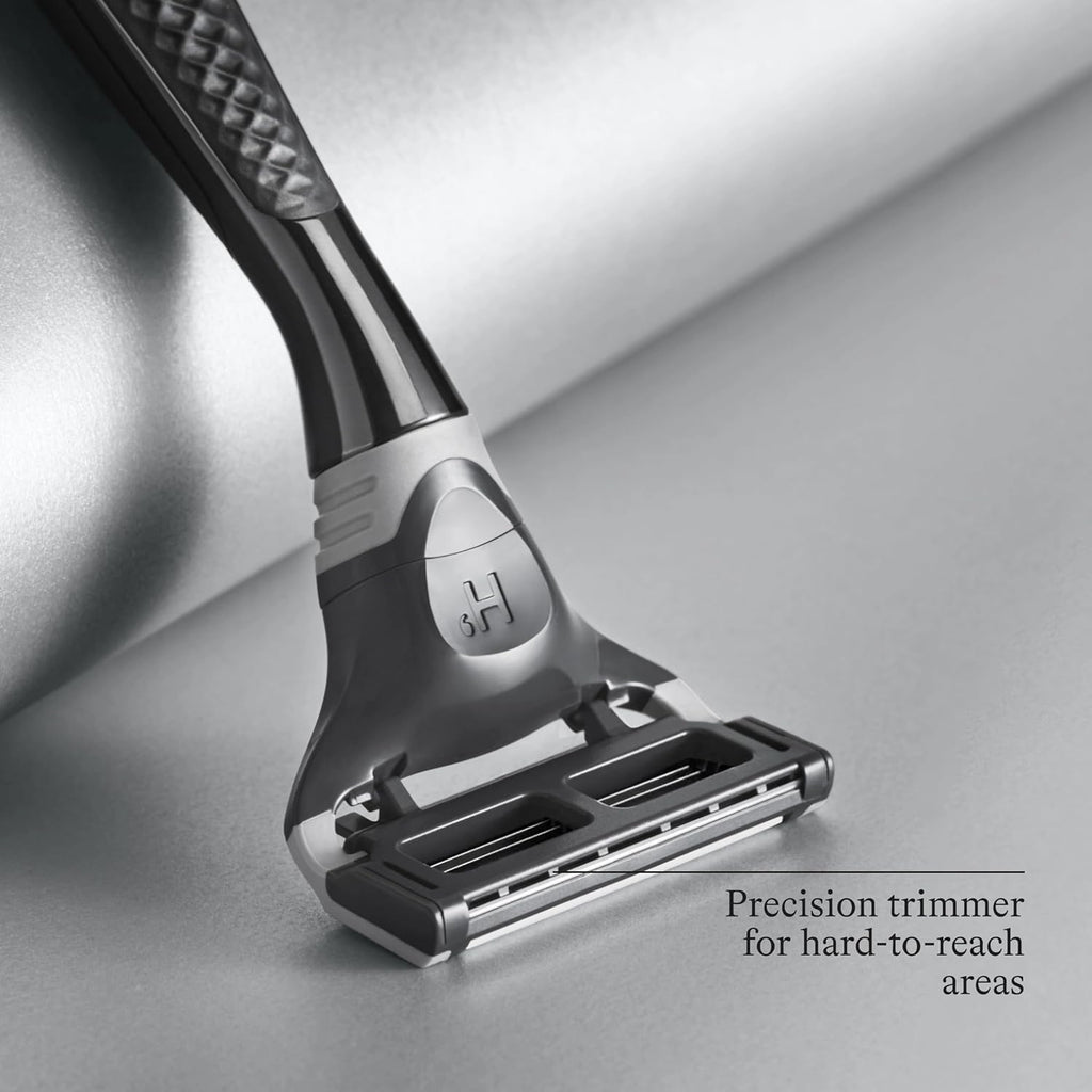 Black Metallic Handle Razor Gift Set with 3 Blade Cartridges, Travel Blade Cover, Foaming Shave Gel A565789