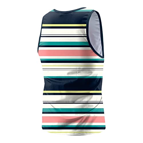 Striped Sleeveless Crew Neck Athletic Tank Tops J321