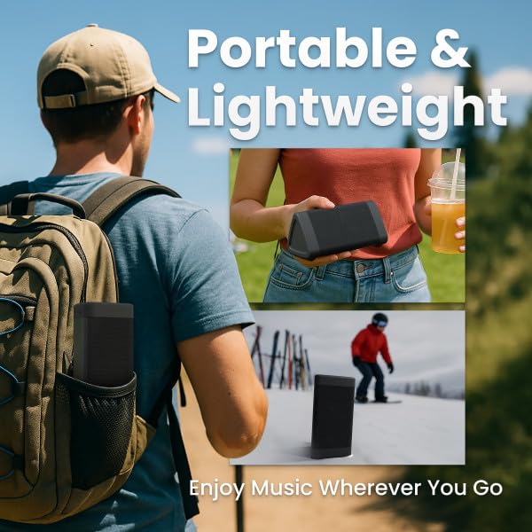 Portable Bluetooth 5.4 Speaker, 12W, 24-Hr Battery, IPX5 Water-Resistant, Black B8009