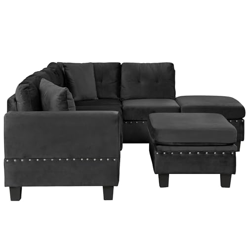 Modern L Shaped Polyester Sectional Sofa with Storage Ottoman Z623