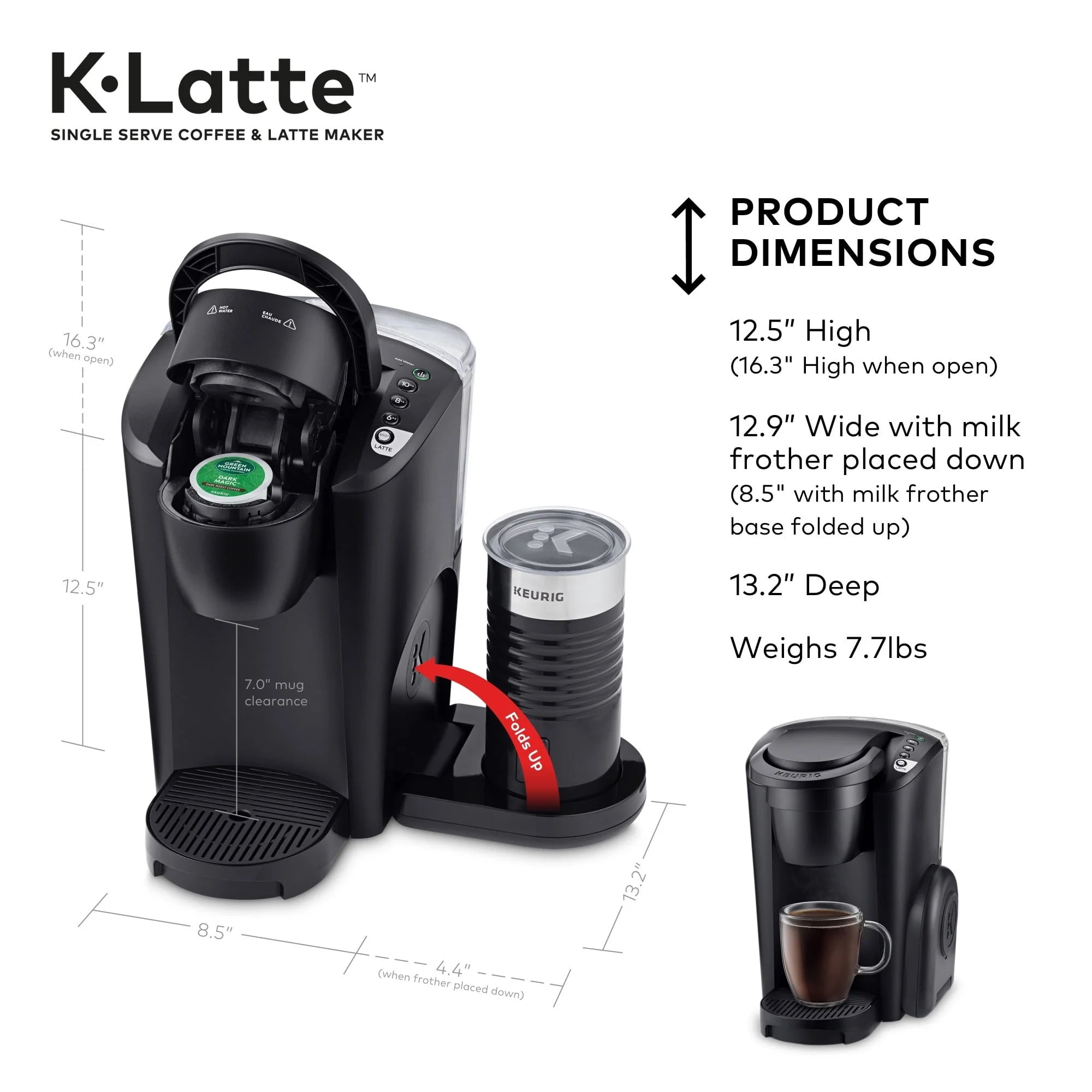 Black Single Serve Coffee and Latte Maker T15924