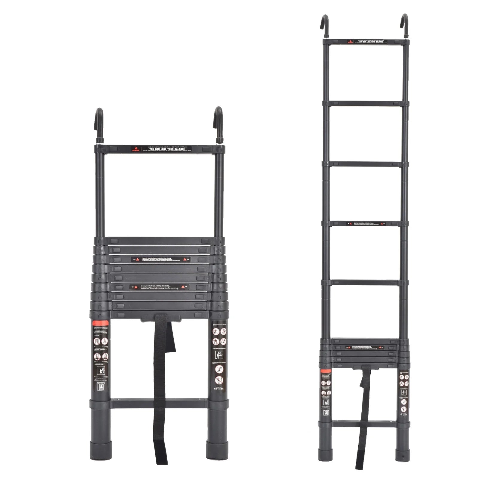 10.5ft Aluminum Extension Ladder with Anti-Slip Rubber Feet P12383