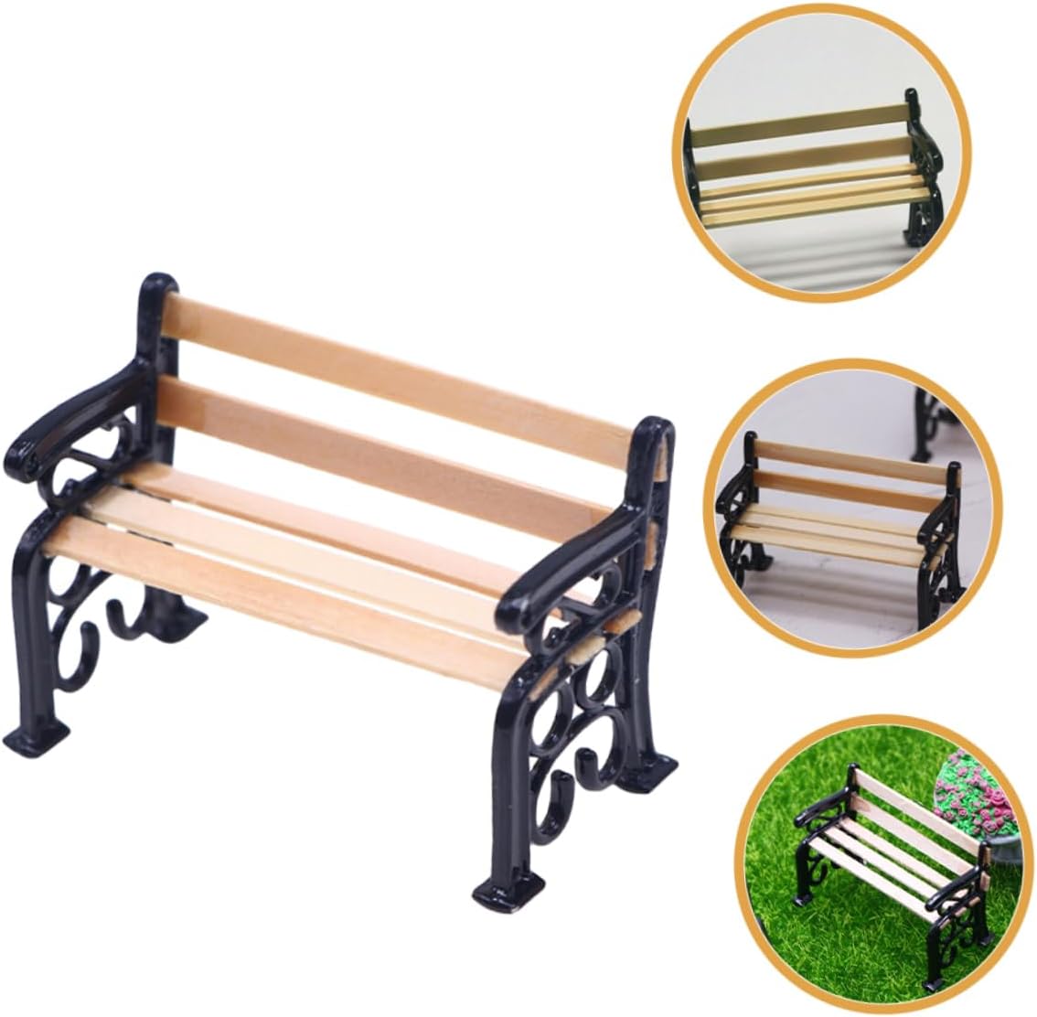 3pcs Mini Park Bench Doll Furniture Miniature Garden Decor K226752