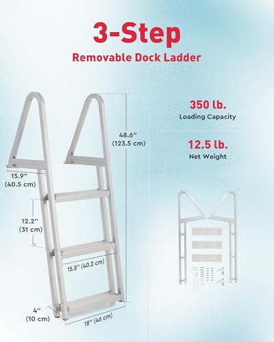 3 Step Aluminum Dock Ladder with Nonslip Tread E4721
