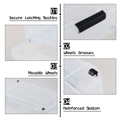3-Pack 50 Quart Clear Plastic Storage Bins with Wheels A30172