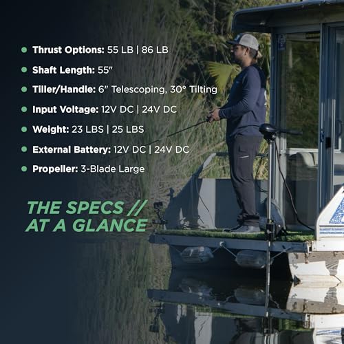 55lb Thrust Saltwater Electric Pontoon Trolling Motor with Deck Mount Bracket & 55" Shaft R446