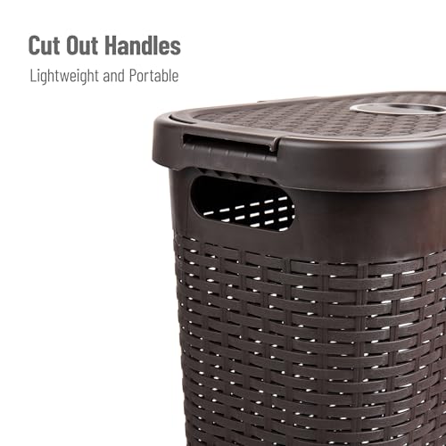 40L Slim Laundry Hamper with Lid, Plastic, White C1090