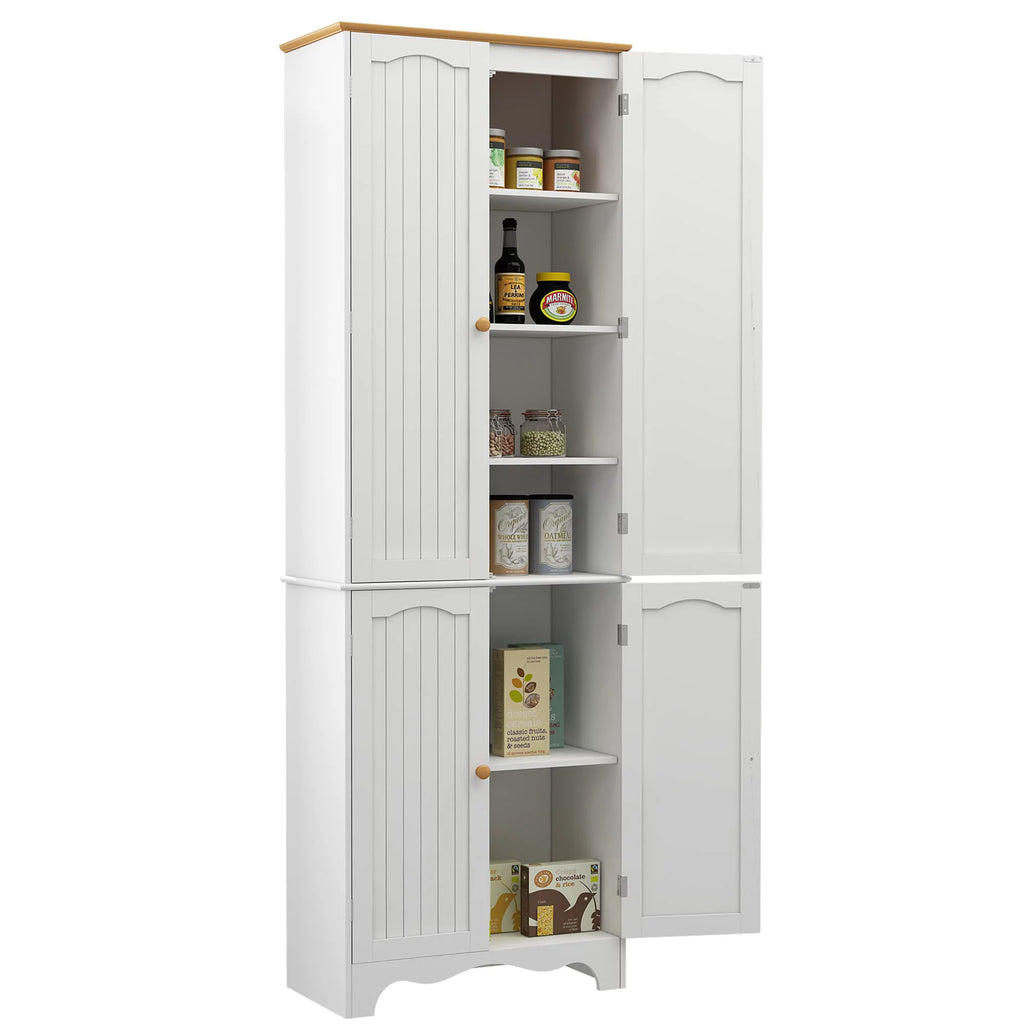 White 4 Door 2 Shelf Tall Kitchen Pantry Cabinet X193403