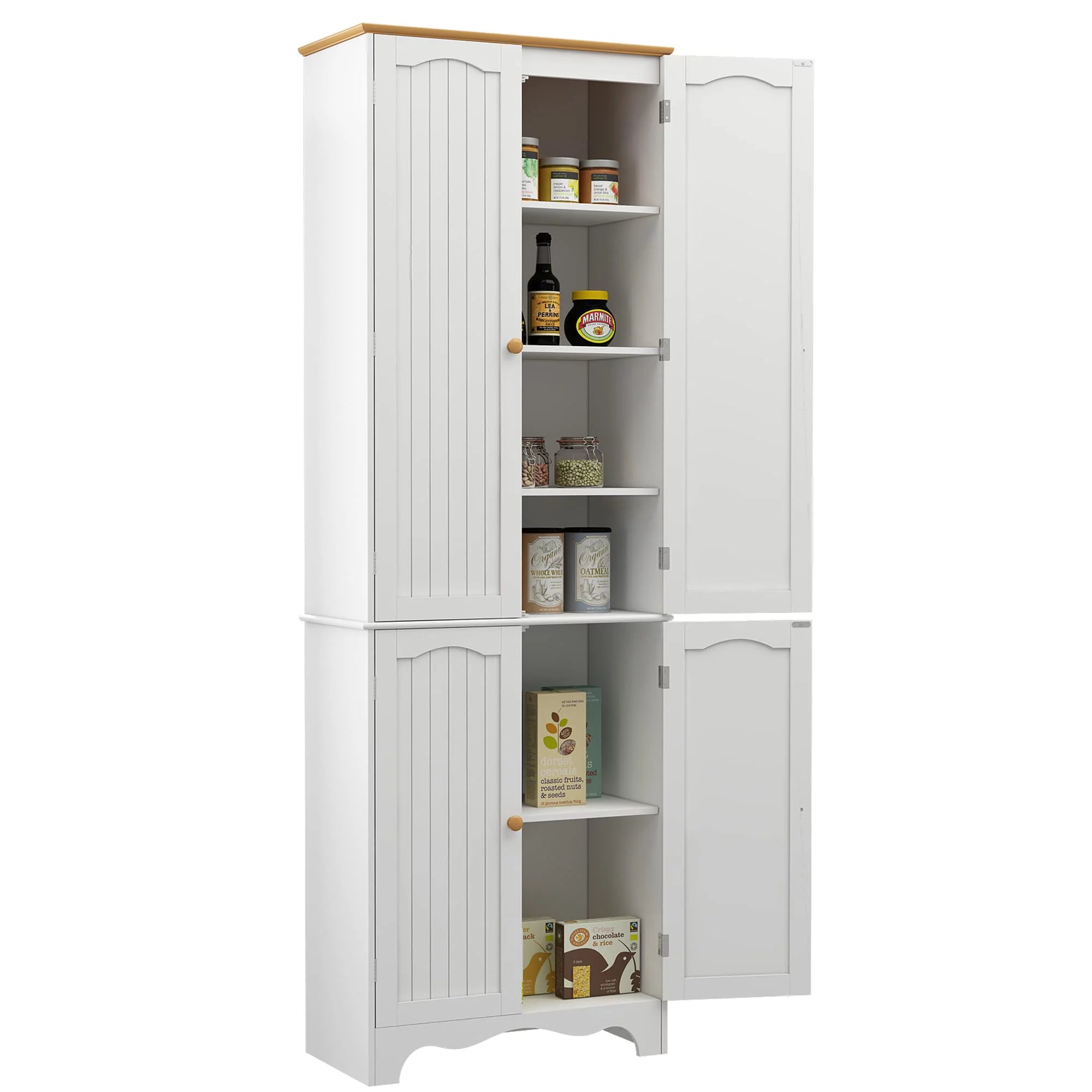 White 4 Door 2 Shelf Tall Kitchen Pantry Cabinet X193403