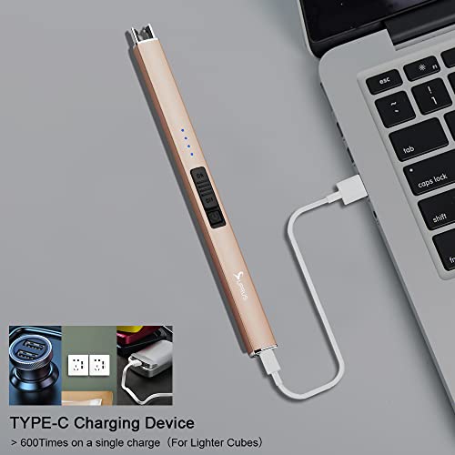 Electric Arc USB Rechargeable Lighter with Safety Lock (champagne Gold) F1568