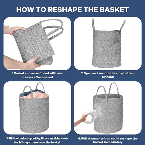 Pink Woven Cotton Rope Laundry Basket Hamper V762401