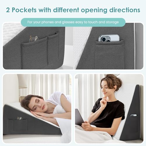 12" Cooling Memory Foam Triangle Incline Wedge Pillow D336