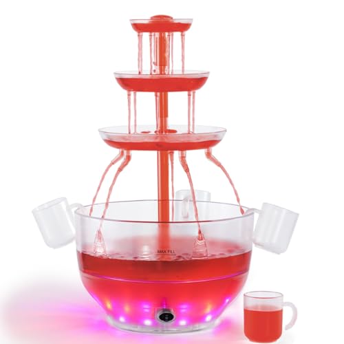 1.5 Gal 3 Tier Drink Fountain with LED Base and 4 Reusable Cups Q207