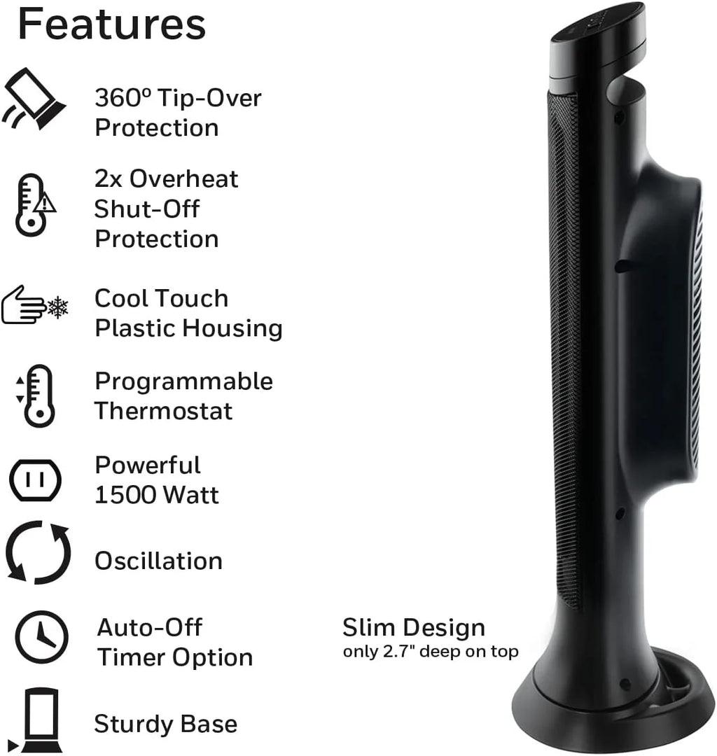 Black Slim Ceramic Portable Heater P757755