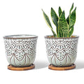Brown Retro Large Ceramic Planter Set of 2 C218254