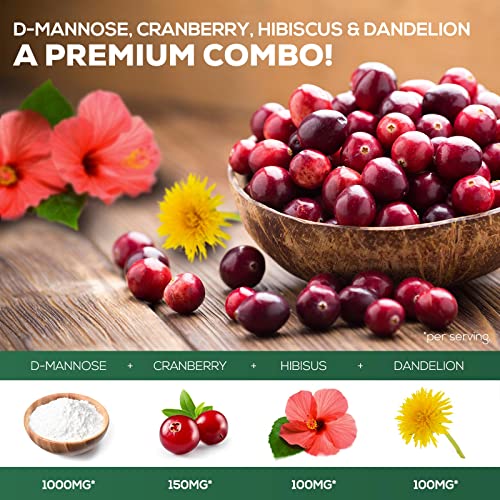 180 Capsules D-Mannose & Cranberry Extract 1350mg S45349