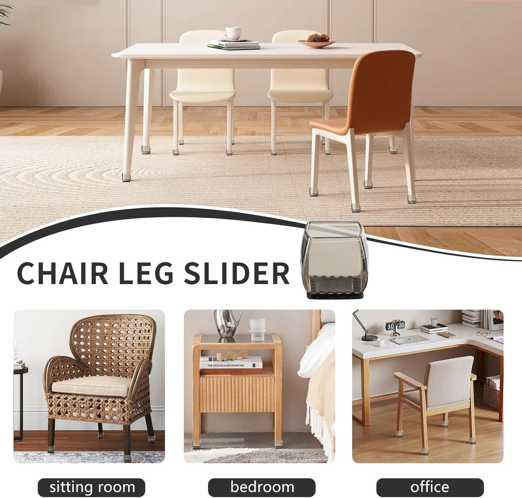 24 pcs Square Chair Leg Floor Protectors Felt Furniture Pads Silicone Chair Leg Covers Black A9019