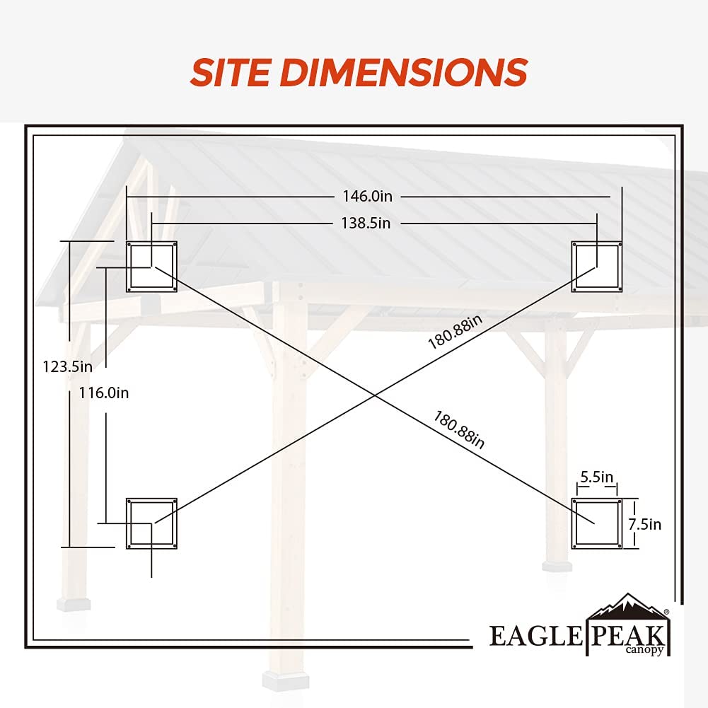 13'x 11' Solid Wood Patio Gazebo with Black Steel Gable Hardtop Roof P4664