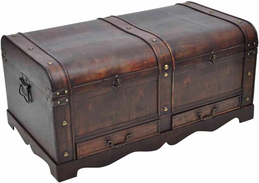 Wooden Storage Trunk with Hinged Lid Q3952