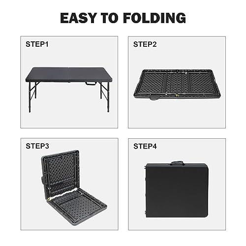 White Black Heavy Duty Plastic Folding Table C355409