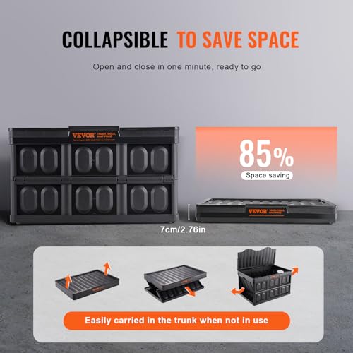 45L Collapsible Storage Bins with Lids 3 Packs Stackable Utility Crates with Handles Large Folding Containers S2671