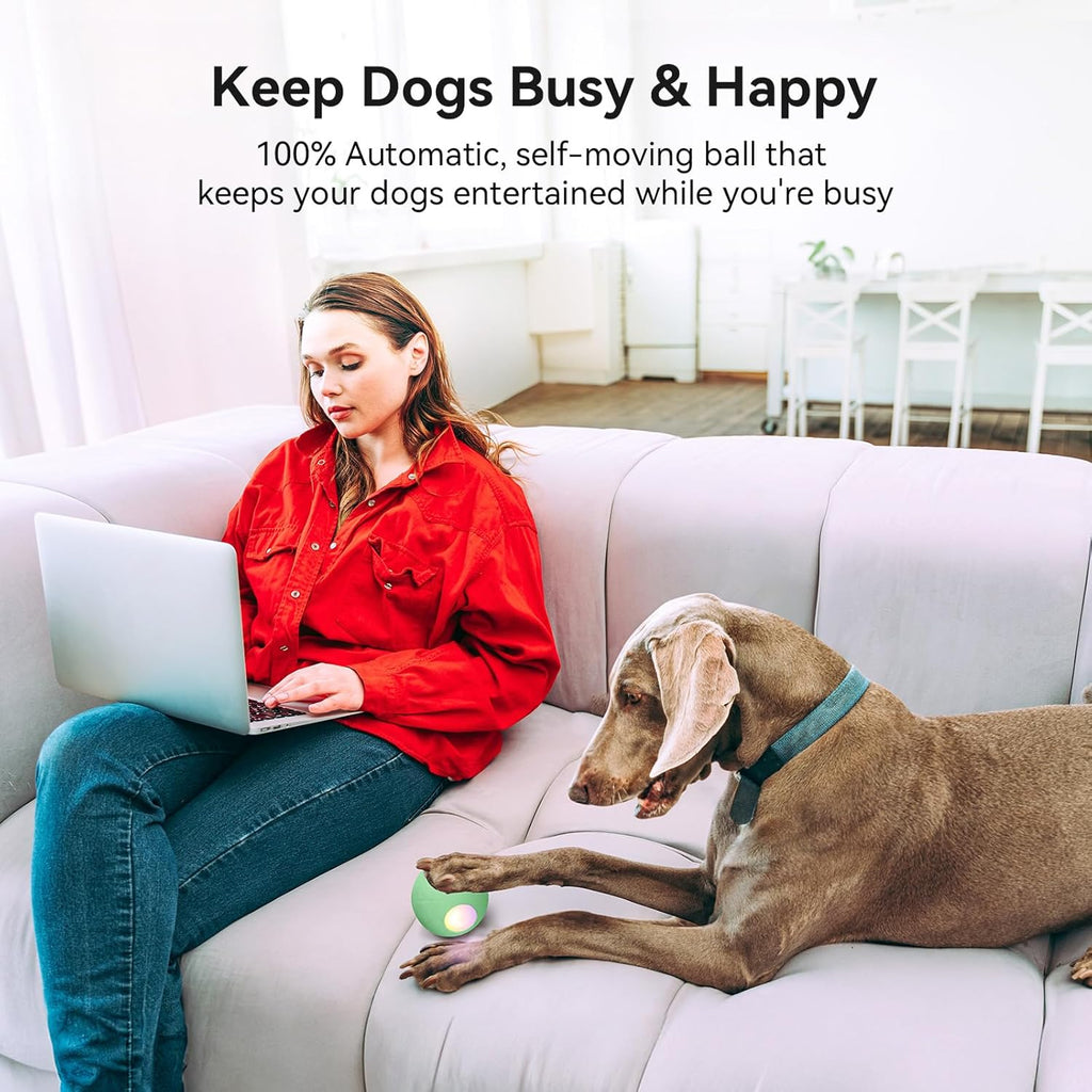 Smart Interactive Dog Toy, Automatic Moving Bouncing Rotating Ball with Lights Q394214