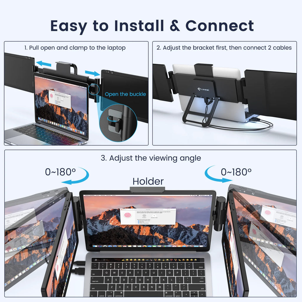 Triple Portable Monitor for Laptop 12inch Dual Screen 1080P L103023