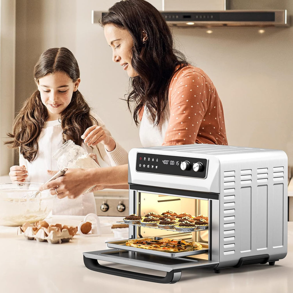 21 QT Air Fryer Toaster Oven Combo with 8 Preset Functions, Silver A1789