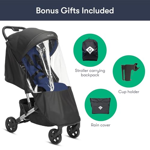 Compact Lightweight Foldable Stroller with Rain Cover and Cup Holder (Black) L5650