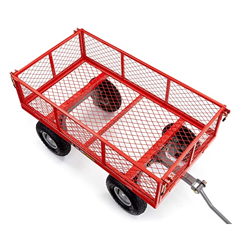 Gray Steel Utility Wagon with Removable Side Panels, 1000 lb Capacity, All-Terrain Wheels R118