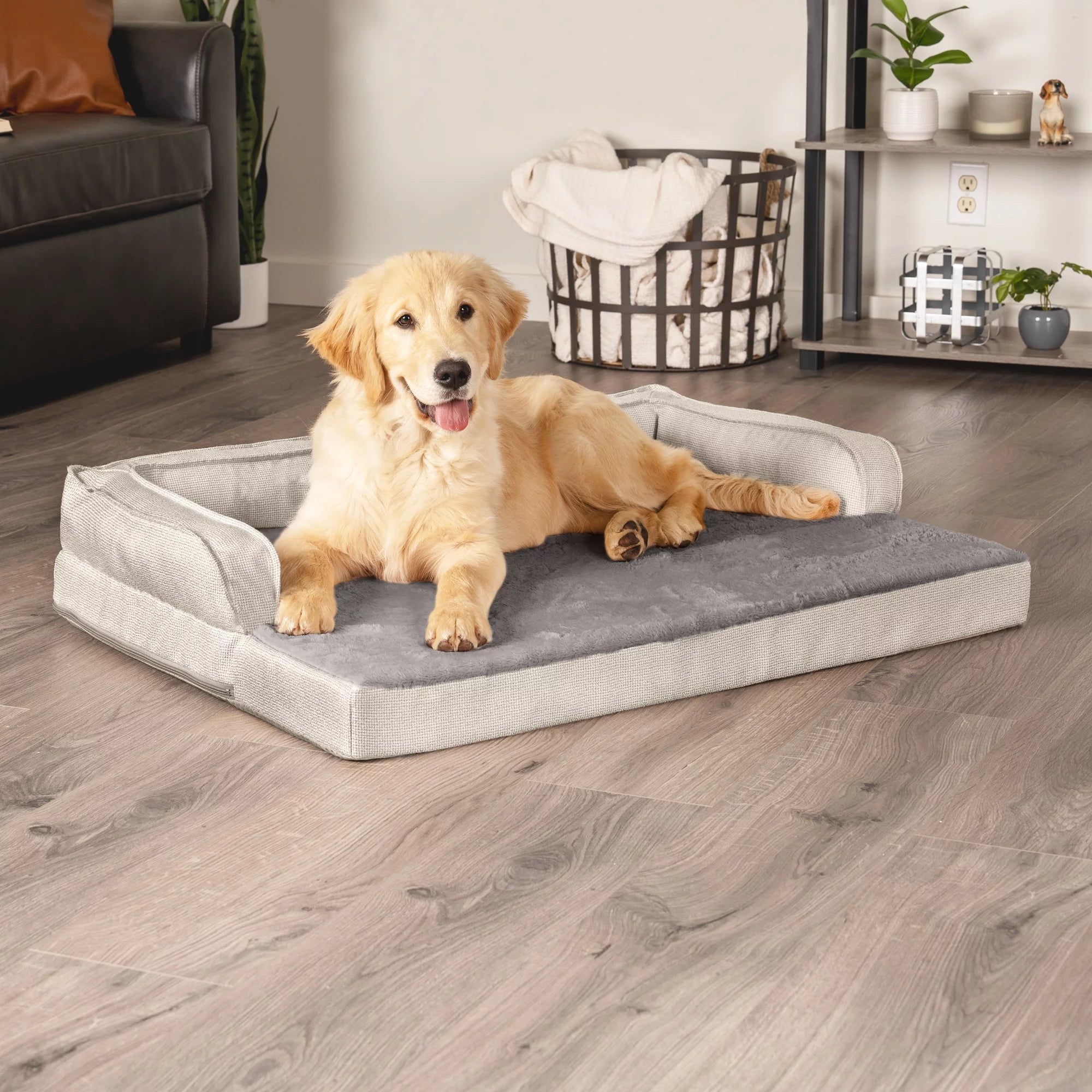 Large Plush Orthopedic Dog Bed, Gray M379