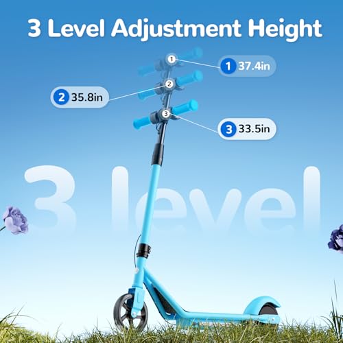 Electric Scooter with Adjustable Speed and Height, Colorful Lights, Double Brake Q874410