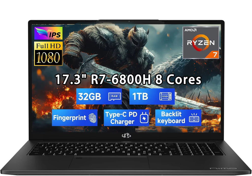 17.3" IPS FHD Gaming Laptop, AMD Ryzen 7 6800H 32GB DDR5 RAM 1TB SSD AMD Radeon 680M GPU B37165