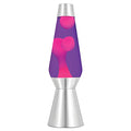 27 Inch Silver Base Grande Lamp with Pink Wax in Purple Liquid J393