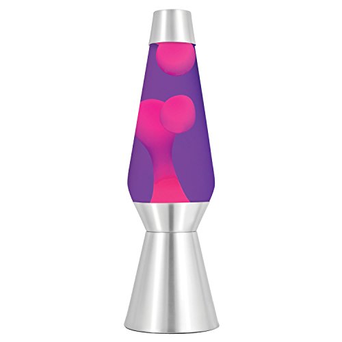 27 Inch Silver Base Grande Lamp with Pink Wax in Purple Liquid J393