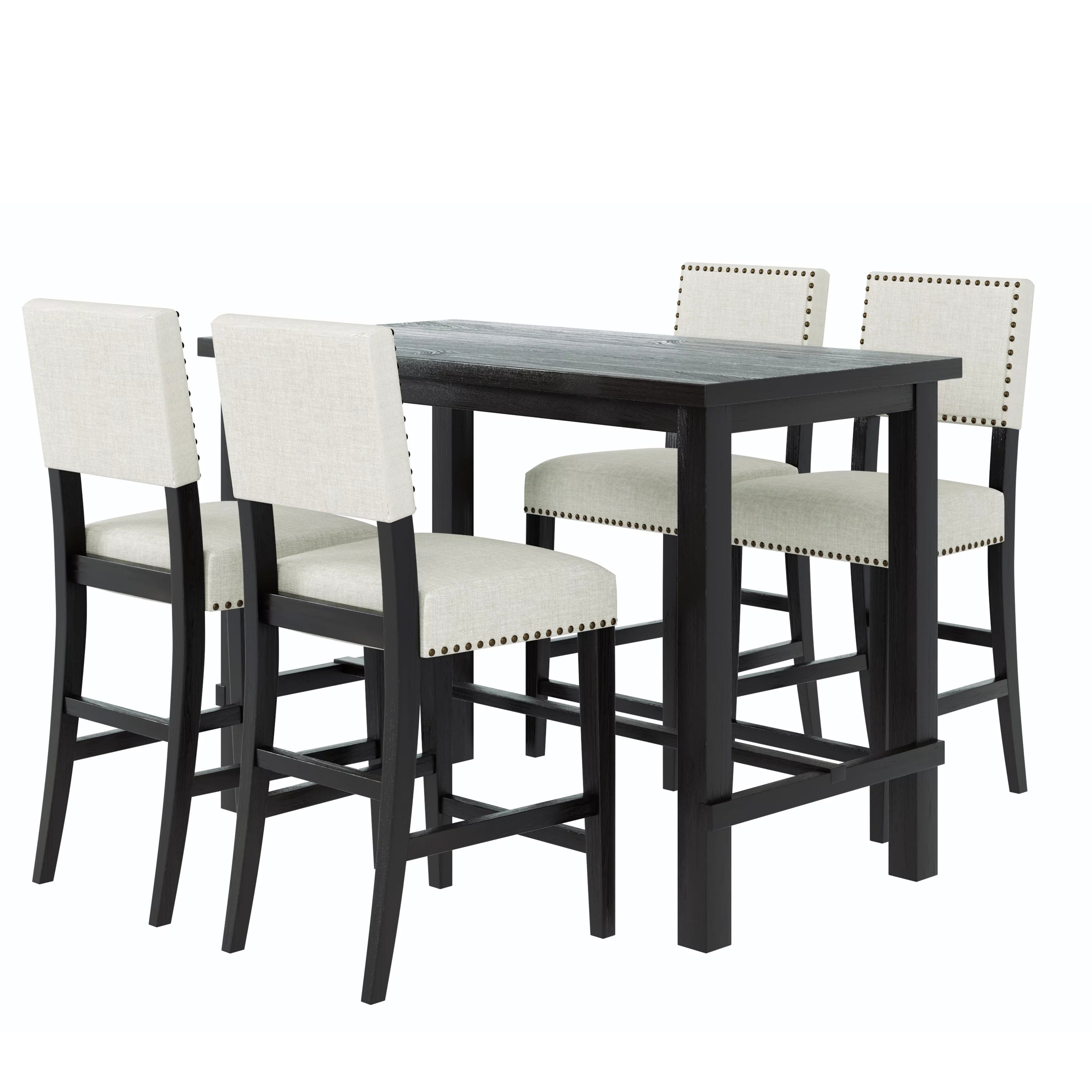5 Piece Counter Height Dining Table Set with 4 Cushioned Chairs M6855