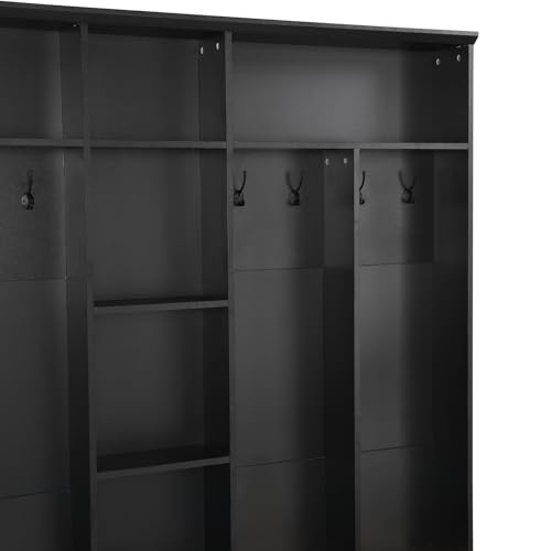 White Hall Tree with Shoe Storage Bench and Coat Rack L4162