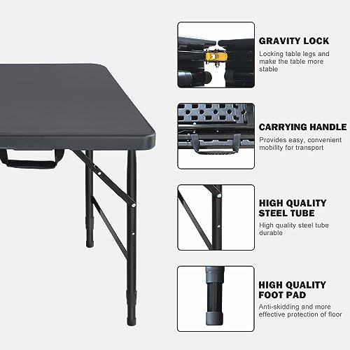 White Black Heavy Duty Plastic Folding Table C355409