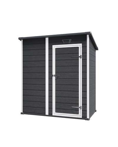 Black and White 4x6 Resin Outdoor Storage Shed K7214