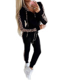 Long Sleeve Leopard Tracksuit Hoodie Joggers Pants 2Pcs Set S177124