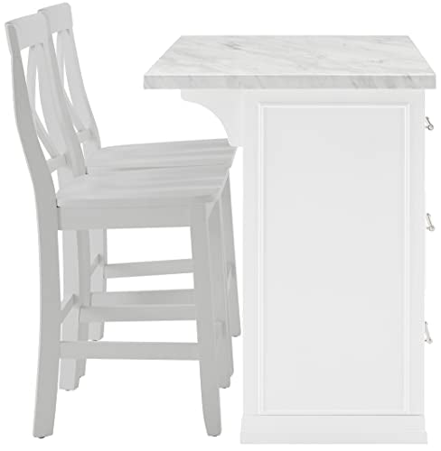 White Faux Marble Top Kitchen Island W448747