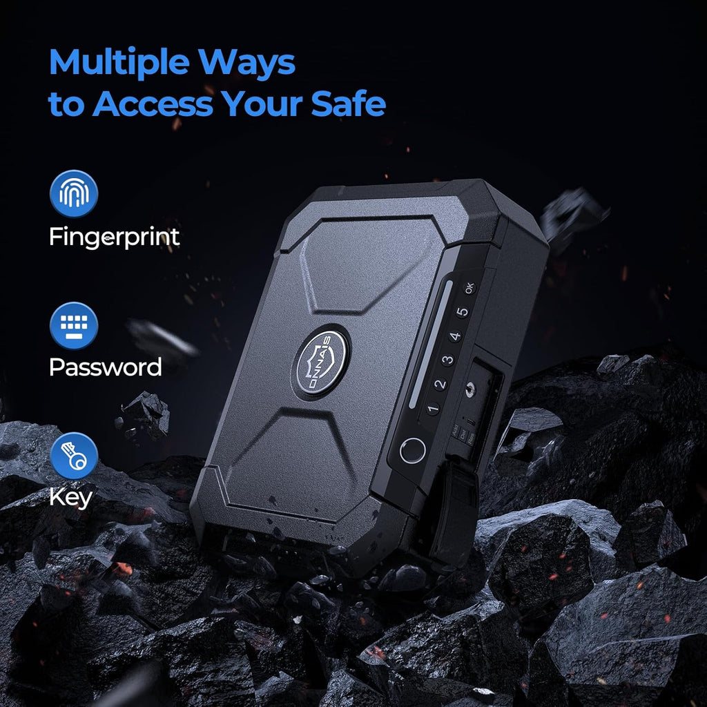 Biometric Fingerprint Gun Safe with USB-C Charging and Interior Light K1657