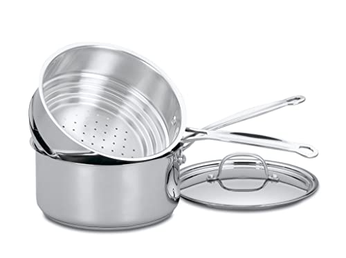 3-Piece 3-Quart Brushed Stainless Steamer Set V277