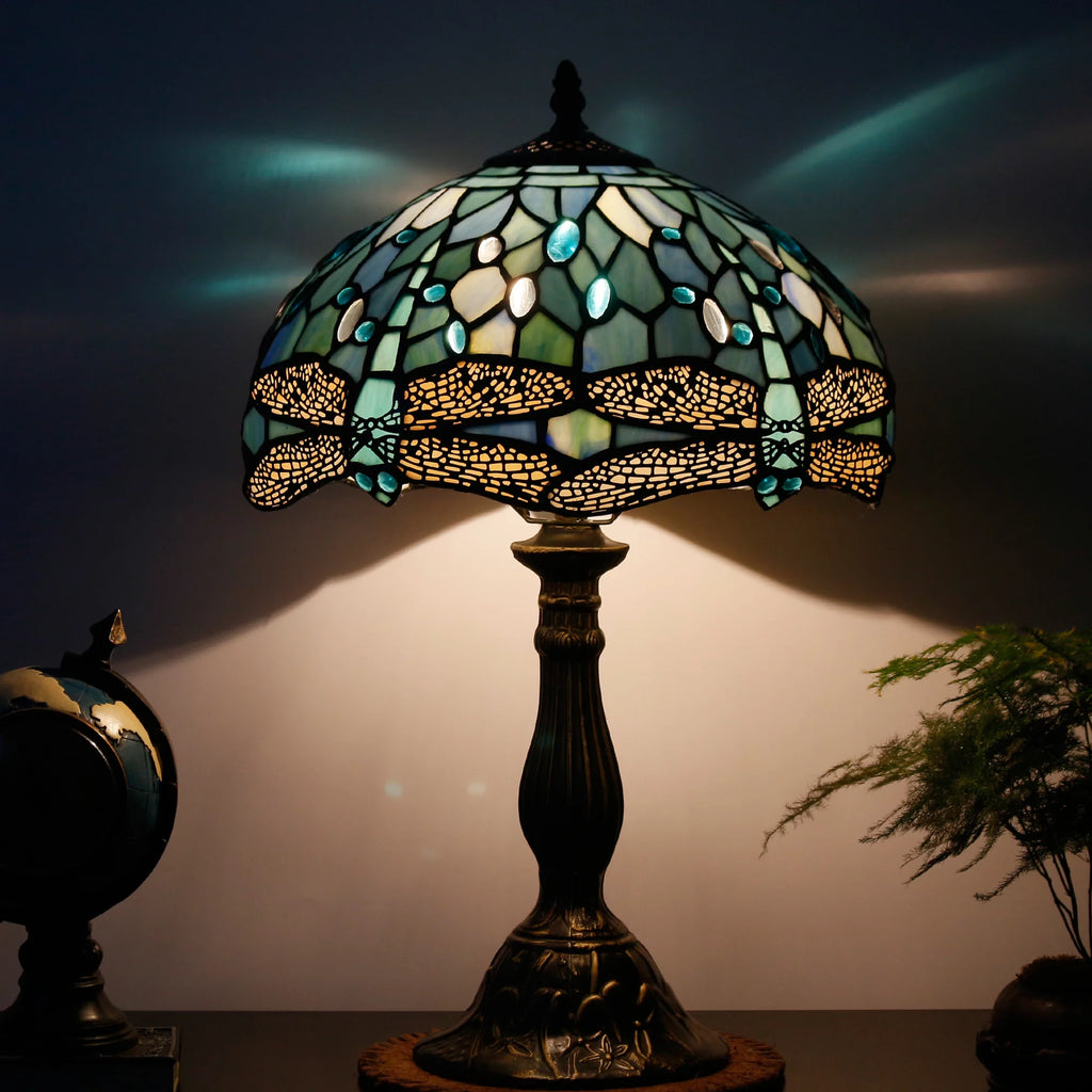 Sea Blue Stained Glass Table Lamp 18" Tall I50723