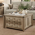 Light Brown 31.5" Square Coffee Table with Hinged Lift Top O6923