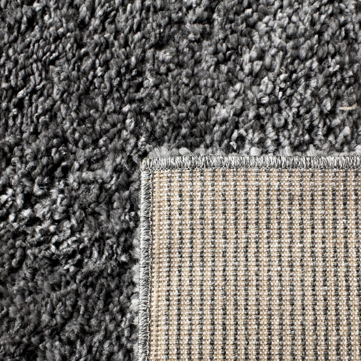Grey 4' x 4' Square Plush Shag Area Rug U9660