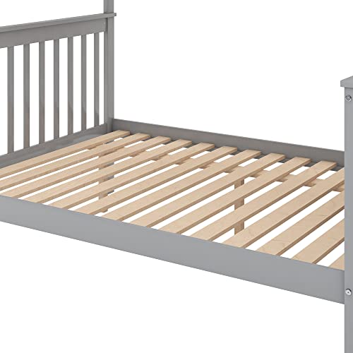 Twin Over Twin/Full Bunk Bed with Twin Size Trundle and Drawers, Solid Wood K270801