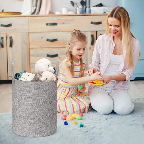 Pink Woven Cotton Rope Laundry Basket Hamper V762401