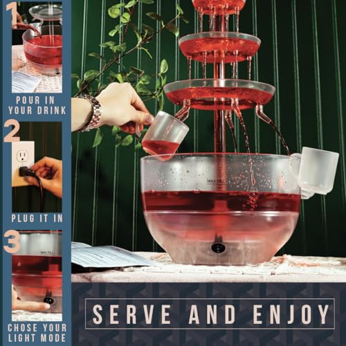1.5 Gal 3 Tier Drink Fountain with LED Base and 4 Reusable Cups Q207