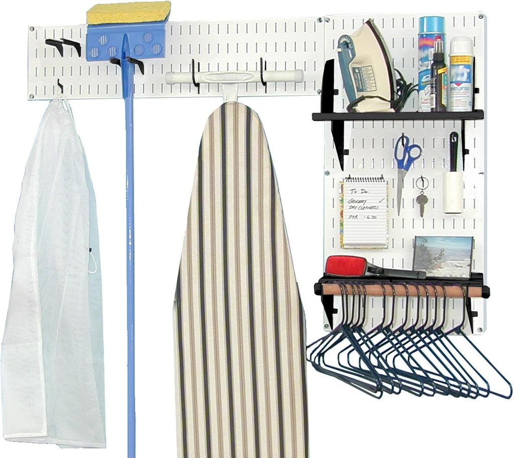 White Wall Panels and Blue Accessories Laundry Room Organizer G99775